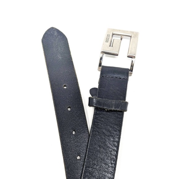 Guess Belt Womens Large Black Leather Silver Buckle Solid Vintage Y2K - Picture 2 of 10